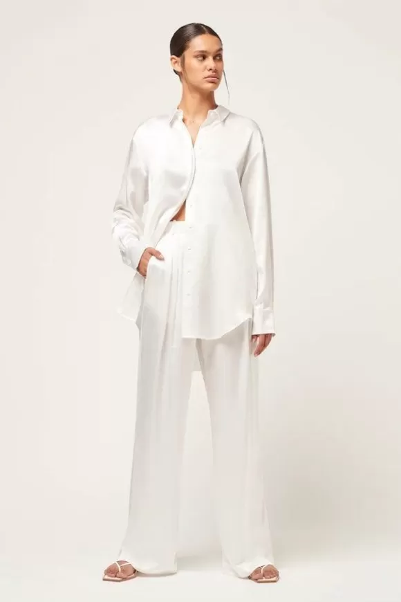 Women Michael Lo Sordo Shirts-Relaxed Silk Boy Shirt White