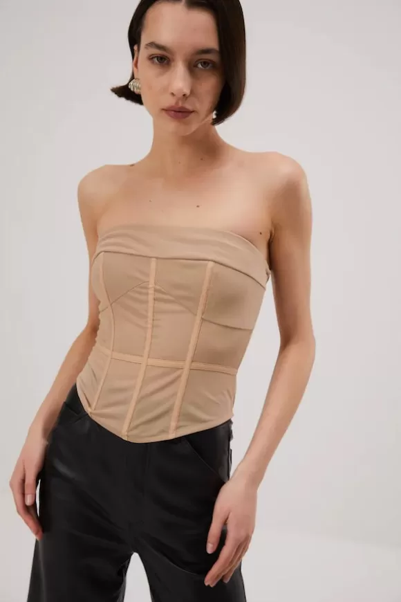 Women Misha Tops-Rumi Mesh Bustier Nude