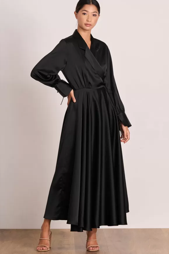 Women Pasduchas Dresses-Seeker Wrap Midi Dress Black