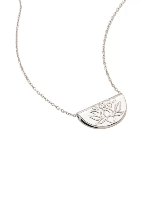 Women By Charlotte Necklaces-Silver Lotus Short Necklace