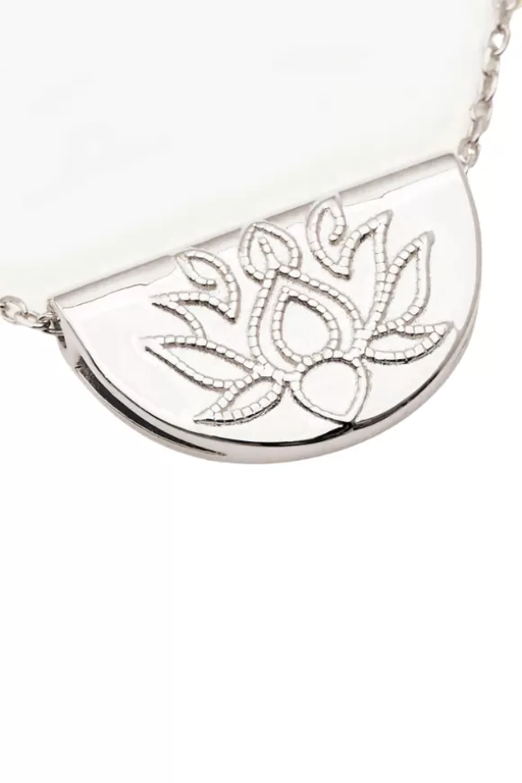 Women By Charlotte Necklaces-Silver Lotus Short Necklace