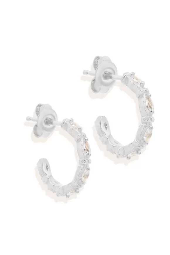 Women By Charlotte Earrings-Silver Stars Align Hoops