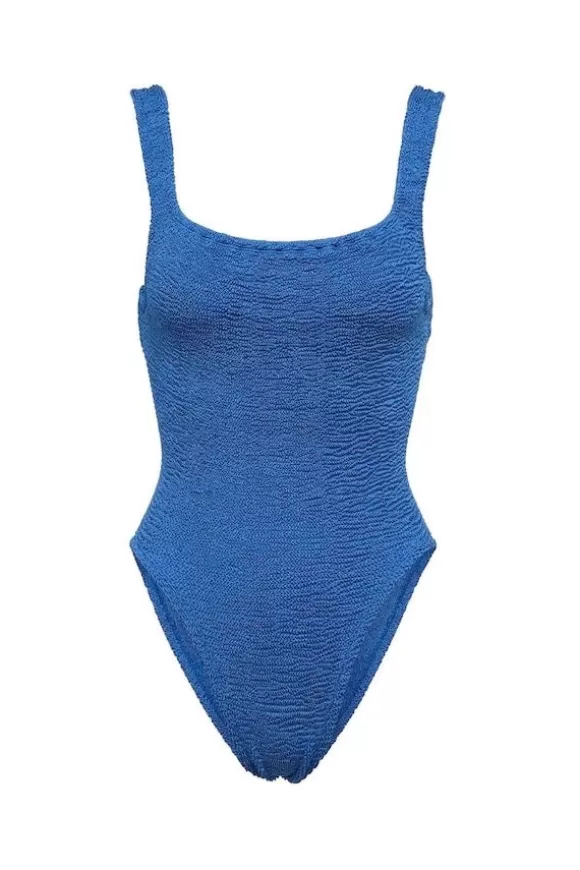 Women Hunza G Swimwear-Square Neck Swim Metallic Denim