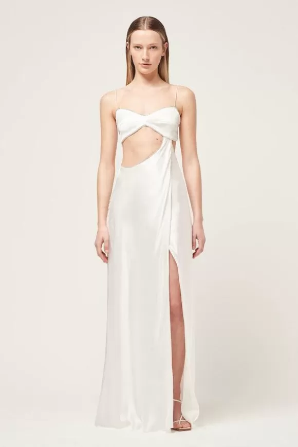 Women Michael Lo Sordo Dresses-Symic Bias Crystal Maxi Dress White