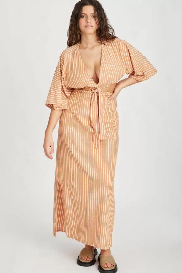 Women Zulu & Zephyr Dresses-Tangerine Stripe Dress