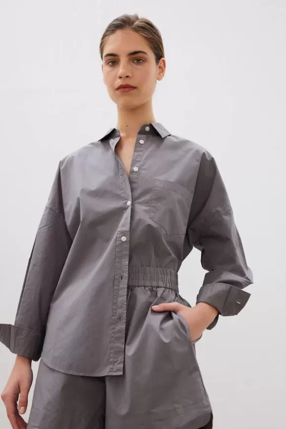 Women LMND Shirts-The Chiara Shirt Charcoal