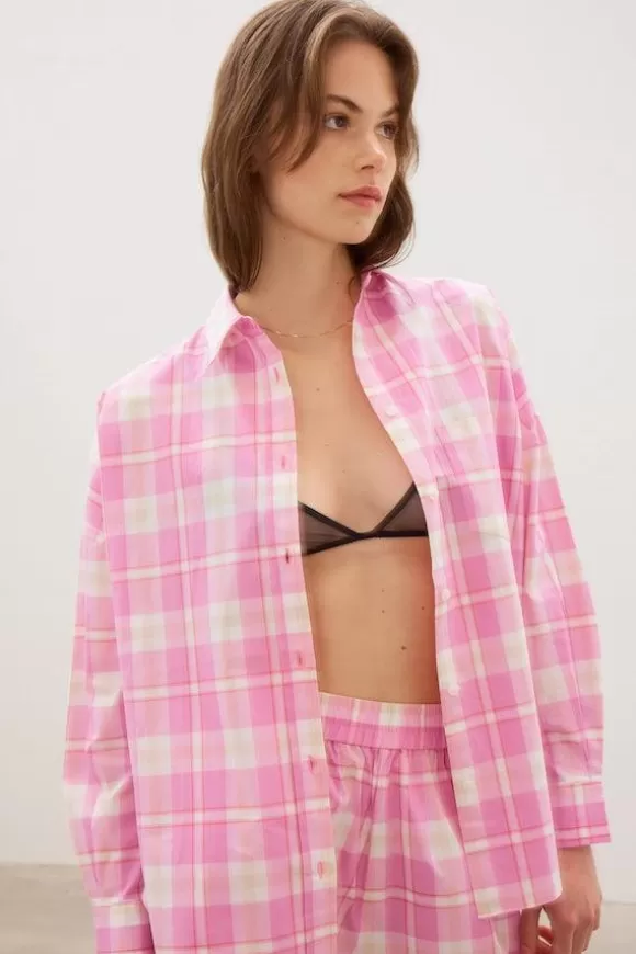 Women LMND Shirts-The Chiara Shirt Check Pink