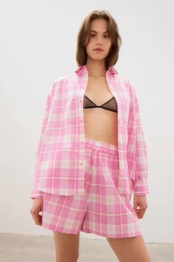 Women LMND Shirts-The Chiara Shirt Check Pink