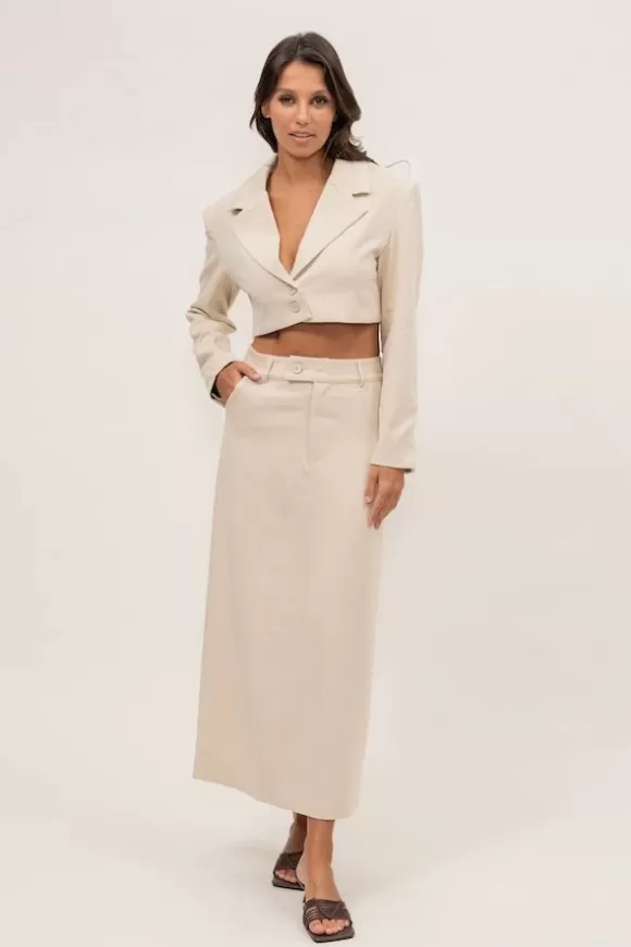 Women Sotto Brand Skirts-The Maxi Skirt Beige