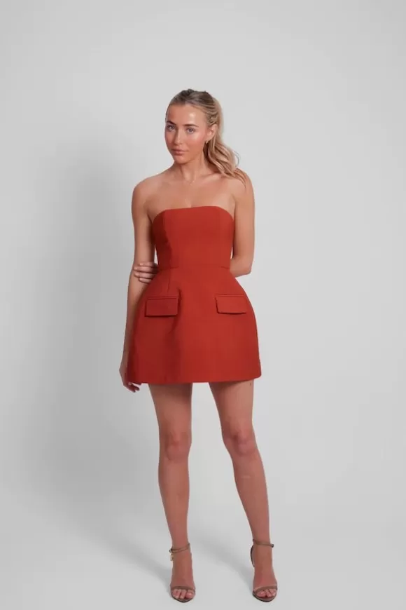 Women Odd Muse Dresses-The Ultimate Muse Strapless Dress Rust