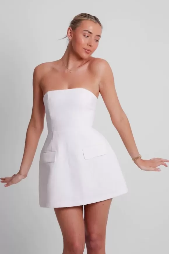 Women Odd Muse Dresses-The Ultimate Muse Strapless Dress White