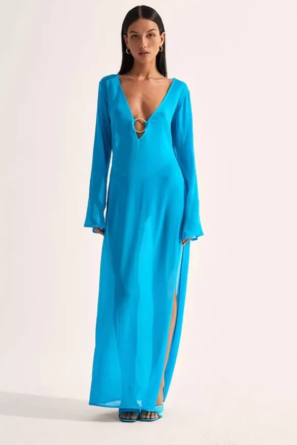 Women Cin Cin swim Dresses-Totem Hoop Maxi Dress Aqua