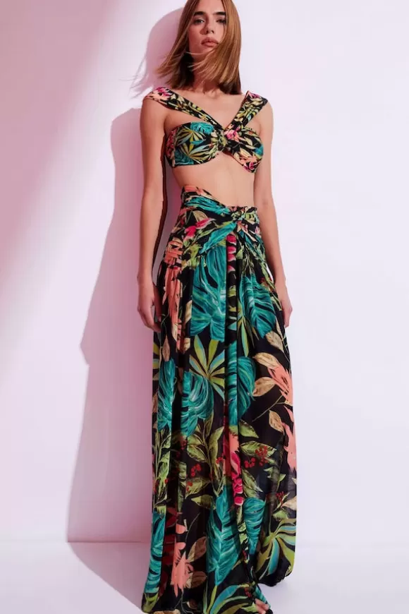 Women PatBo Skirts-Tropicalia High Split Maxi Skirt