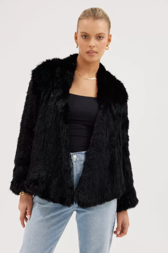 Women Bubish Jackets & Coats-Valencia Fur Jacket Black