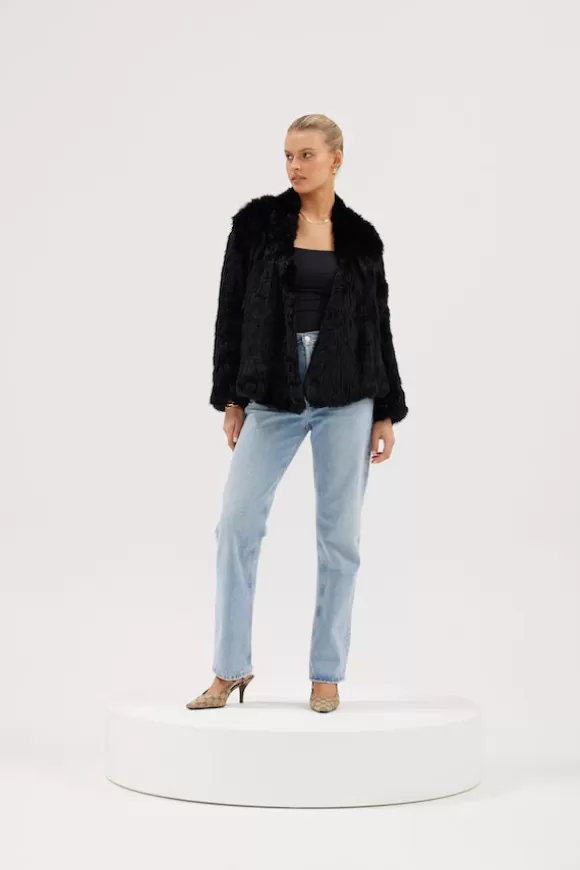 Women Bubish Jackets & Coats-Valencia Fur Jacket Black