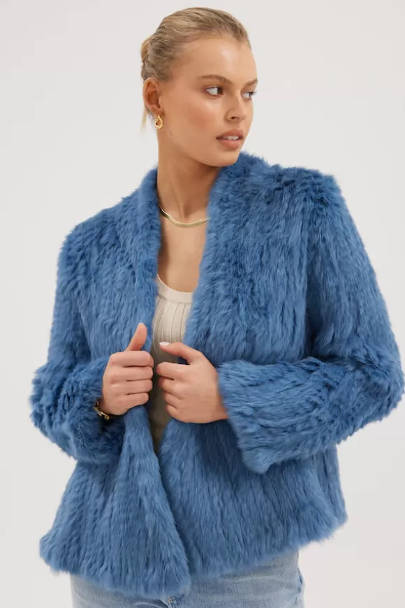 Women Bubish Jackets & Coats-Valencia Fur Jacket Denim