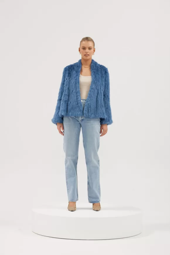 Women Bubish Jackets & Coats-Valencia Fur Jacket Denim