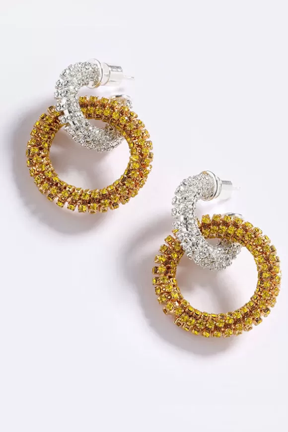 Women Emma Pills Earrings-Wild Sparkle Double Hoops