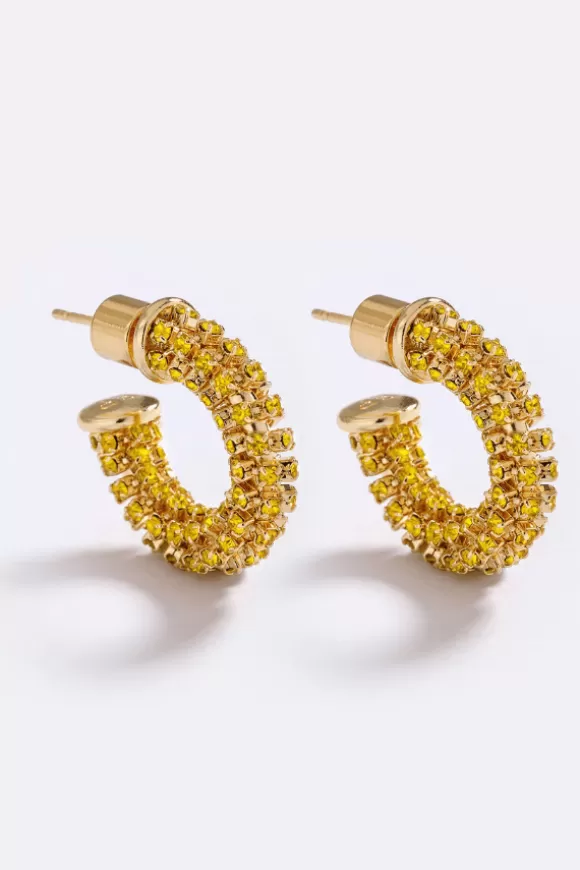 Women Emma Pills Earrings-Wild Sparkle Hoops Gold