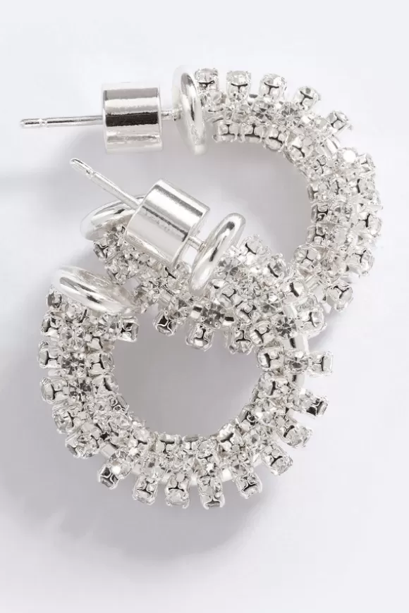 Women Emma Pills Earrings-Wild Sparkle Hoops Silver